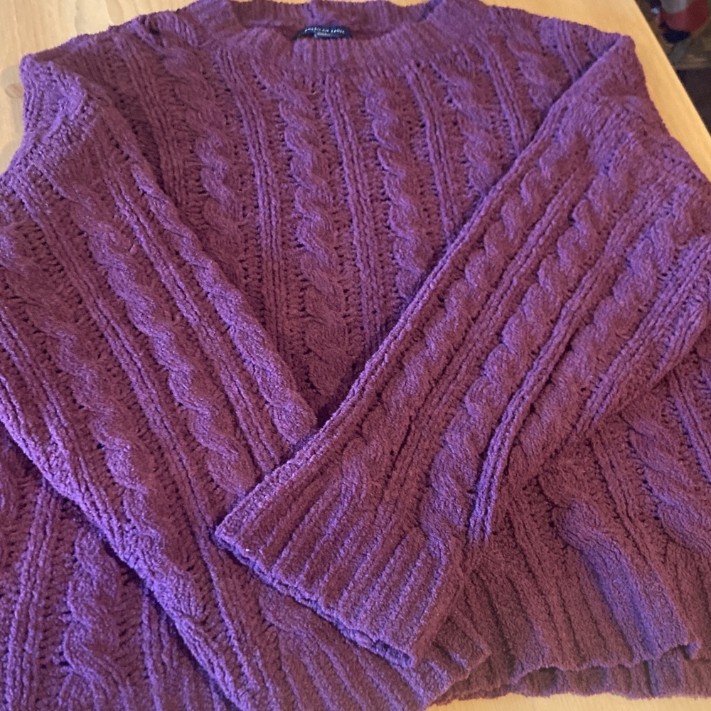 American Eagle Outfitters Deep Purple Knit Sweater